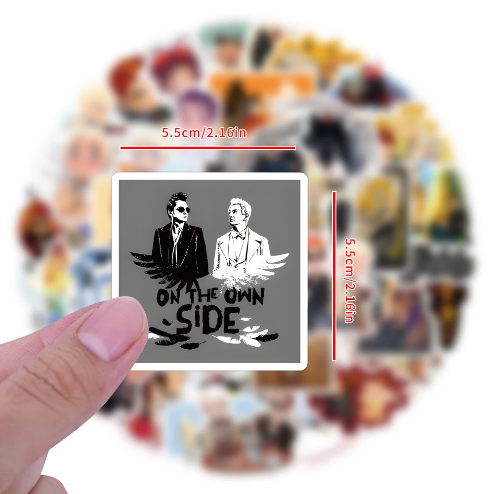 TV 쇼 좋은 징조 스티커, 천사와 악마 만화 데칼, DIY 수하물 노트북 오토바이 자전거 비닐 스티커 장난감, 10 개, 30 개, 60 개