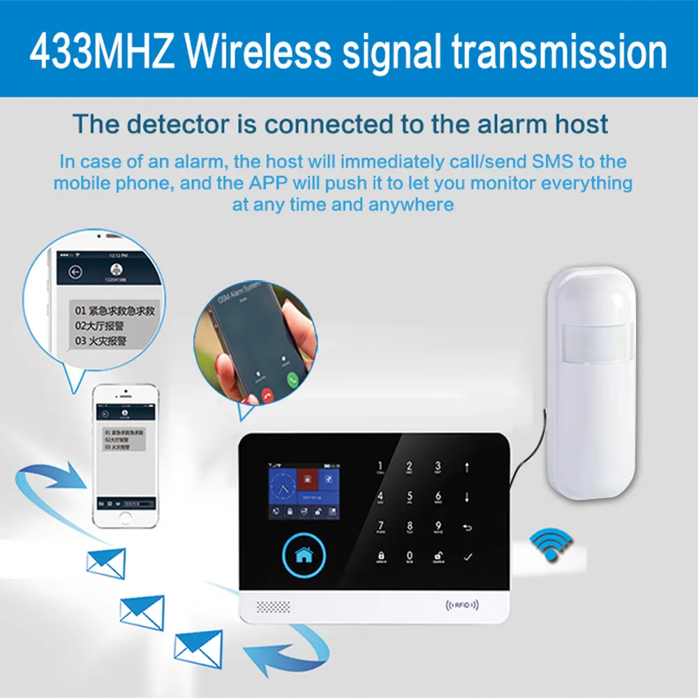 433 Mhz EV1527 무선 미니 PIR 모션 센서 알람 감지기, 적외선 센서 PIR 센서 동작 감지기 홈 경보 시스템