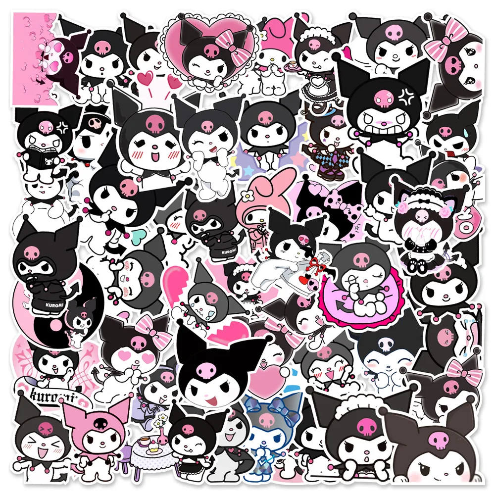 10/30/50PCS Kawaii Kuromi 애니메이션 방수 스티커 스케이트 보드 기타 가방 냉동고 오토바이 낙서 스티커 선물