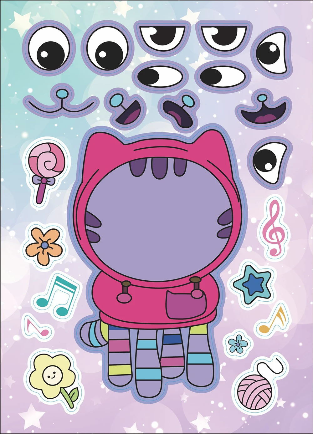 개비 인형의 집 얼굴 만들기 퍼즐 스티커, 어린이 DIY 게임, 만화 직소 교육 완구 선물, 6 장 12 장