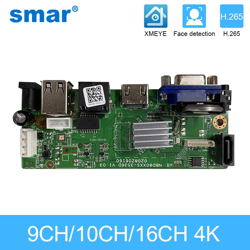 Smar CCTV 9CH 10CH 16CH 32CH 4K NVR 마더 보드, 5MP 8MP IP 카메라 지원 XMEYE ONVIF H.265 + 네트워크 디지털 비디오 레코더