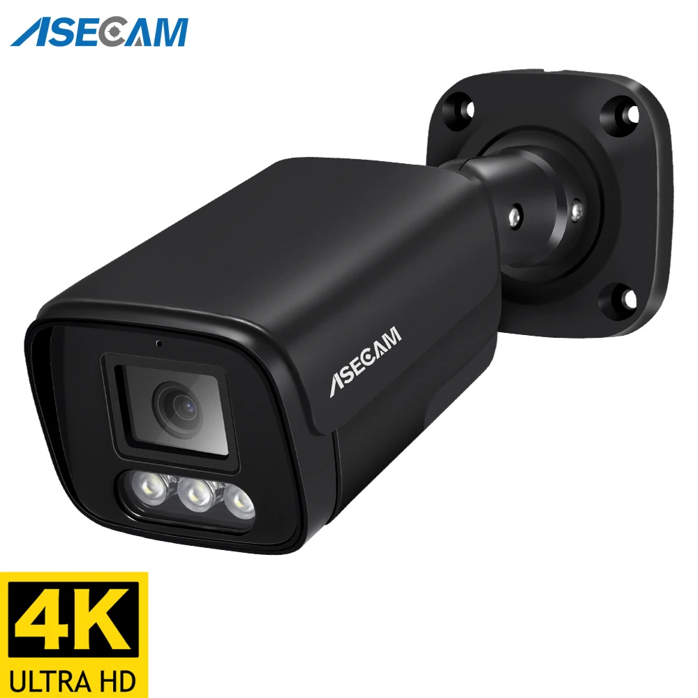 CCTV 카메라 4K 8MP ASECAM 오디오 야외 POE H.265 Onvif, 금속 블랙, 4MP 인간 감지 title=CCTV 카메라 4K 8MP ASECAM 오디오 야외 POE H.265 Onvif, 금속 블랙, 4MP 인간 감지 