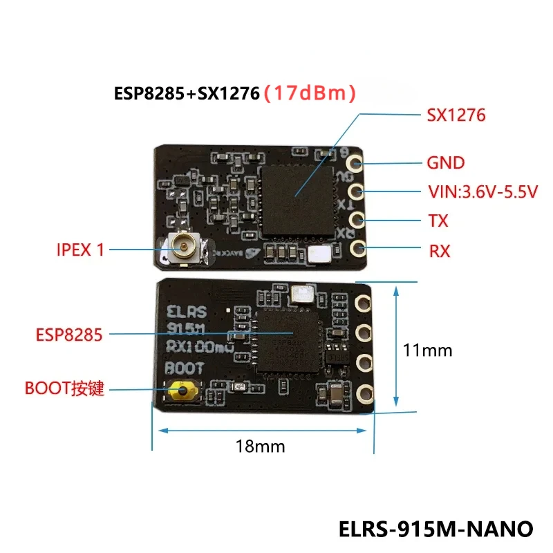 T형 안테나 장착 ELRS NANO ExpressLRS 리시버, RC FPV 트래버스 드론 부품용 지지대 와이파이 업그레이드, 915MHz, 2.4GHz