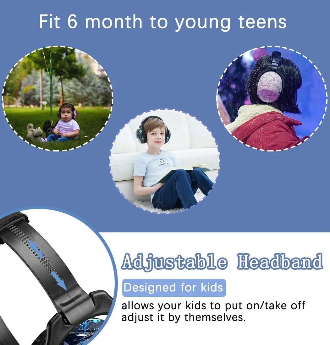 ZOHAN 어린이 귀 보호 안전 귀마개 소음 감소 귀 방어기 유아 소녀 소년을위한 최고의 청력 보호기 NRR 22dB