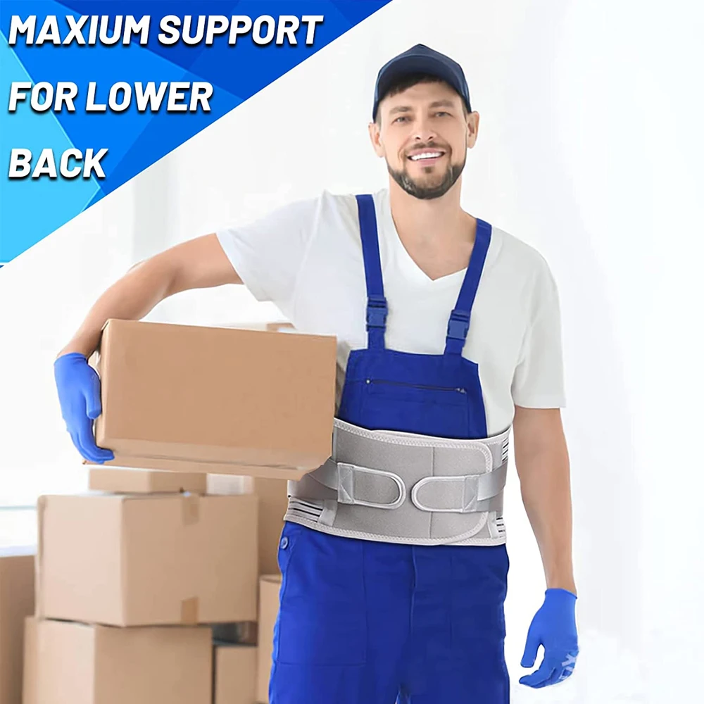 남녀공용 허리 보호대, 허리 통증 완화, 작업용 조절식 허리 지지 벨트, 미끄럼 방지 요추 지지대, 6 스테이