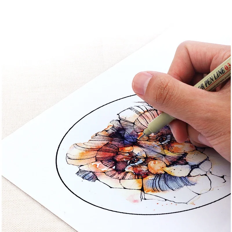 만화 마커 검정 바늘 펜 세트, 미술 용품, 드로잉 브러시 펜, 후크 라인 펜, 파인라이너 스케치 문구, 학교 학생