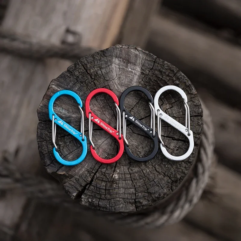 알루미늄 합금 S 모양 카라비너 클립, 야외 클라이밍 캠핑, EDC 스프링 키체인 후크, 이중 잠금 버클, 대형, 4 가지 색상