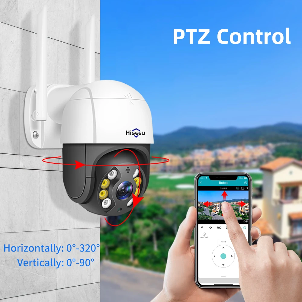 Hiseeu 스마트 와이파이 PTZ 카메라, 5 배 디지털 줌, AI 인간 감지, ONVIF 무선 CCTV IP 카메라, IPTV 보안 보호, 4K 8MP