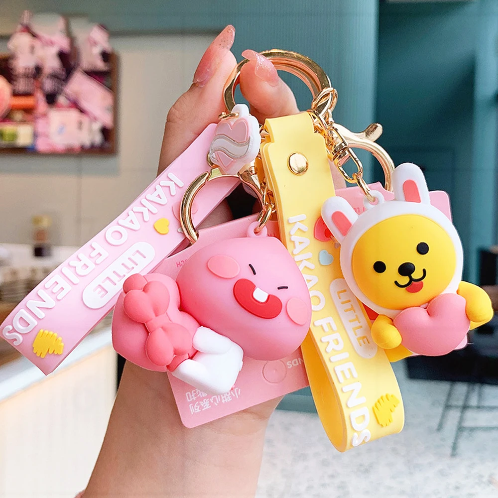 카카오 프렌즈 키체인, 한국 애니메이션 만화 피규어, Ryan Apach 자동차 키링 인형, PVC 배낭 펜던트 액세서리, 어린이 선물, 패션