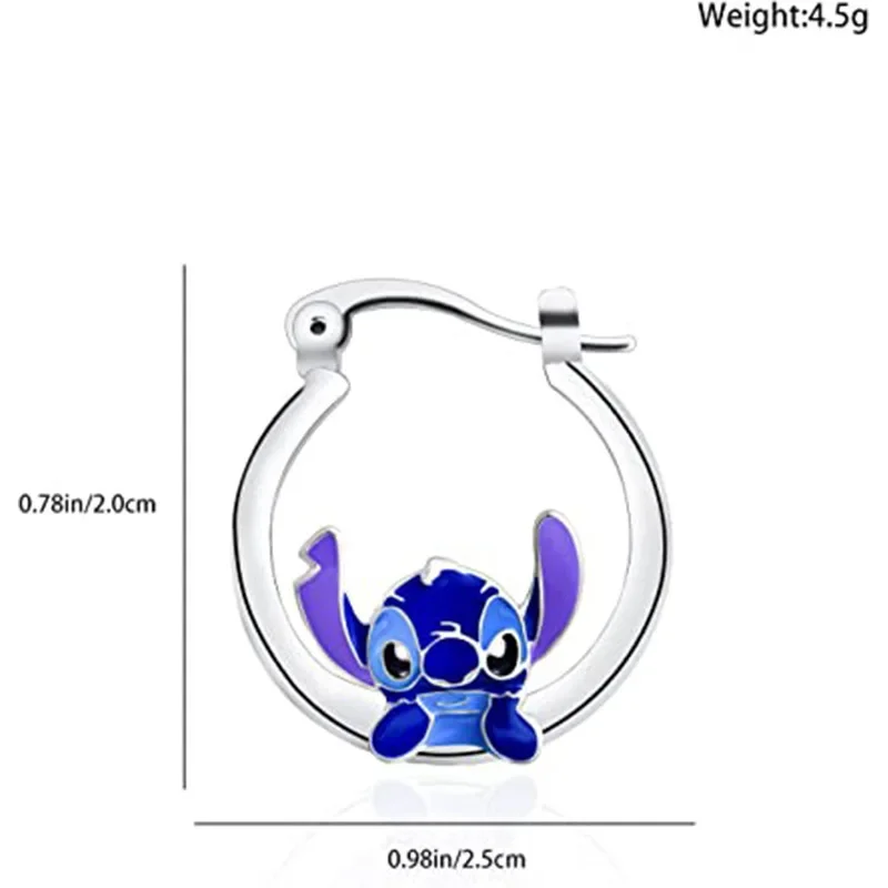 Disney Anime Lilo & Stitch Ear Pendants Kawaii Stitch Metal Earring Delicate Female Jewelry Accessories Woman Girl Gifts