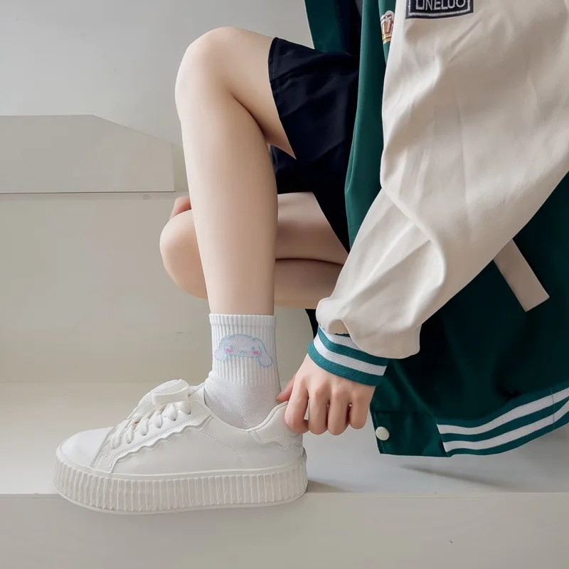 산리오 시나모롤 마이 멜로디 헬로 키티 양말, 만화 애니메이션 시리즈, 흰색 양말, 스포츠 양말, 캐주얼 양말