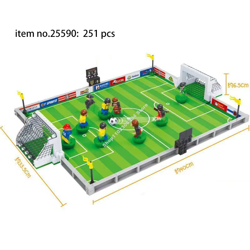 축구장 DIY 테이블 축구 보드 빌딩 블럭 어린이용, 교육용 장난감 선물, 유명한 축구 스타