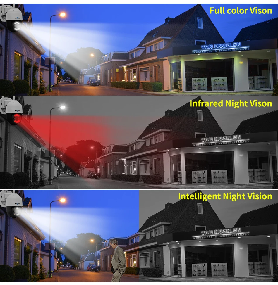 Hiseeu 4K 8MP PTZ Wifi IP 카메라 8X 줌 실외 3.6+12mm 듀얼 렌즈 야시 인체 감지 비디오 감시 카메라