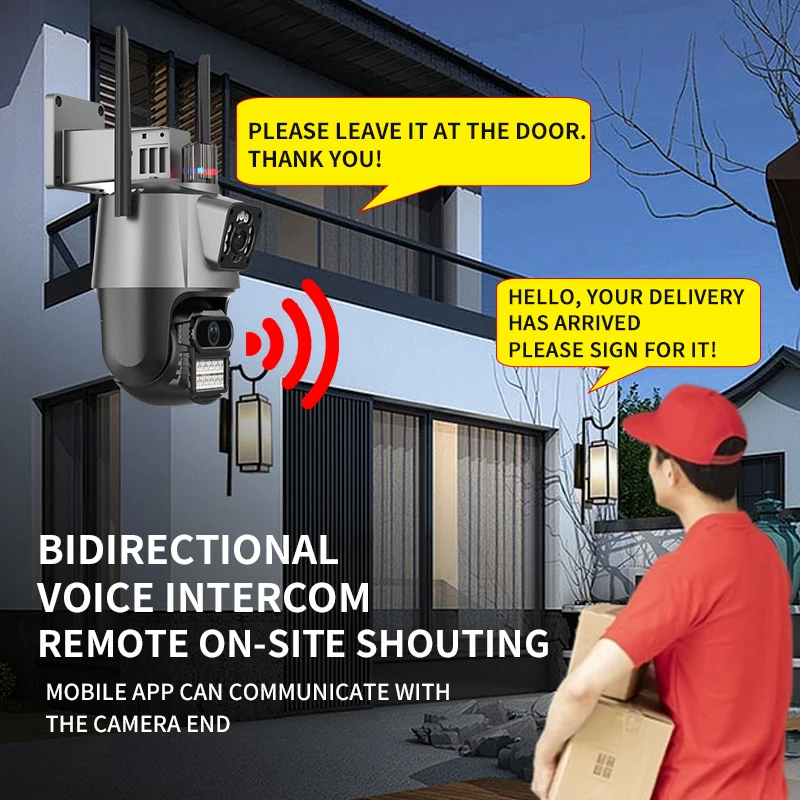 듀얼 렌즈 자동 추적 방수 보안 비디오 감시 경찰 조명 경보, 야외 와이파이 PTZ, 8MP 4K IP 카메라, 듀얼 스크린