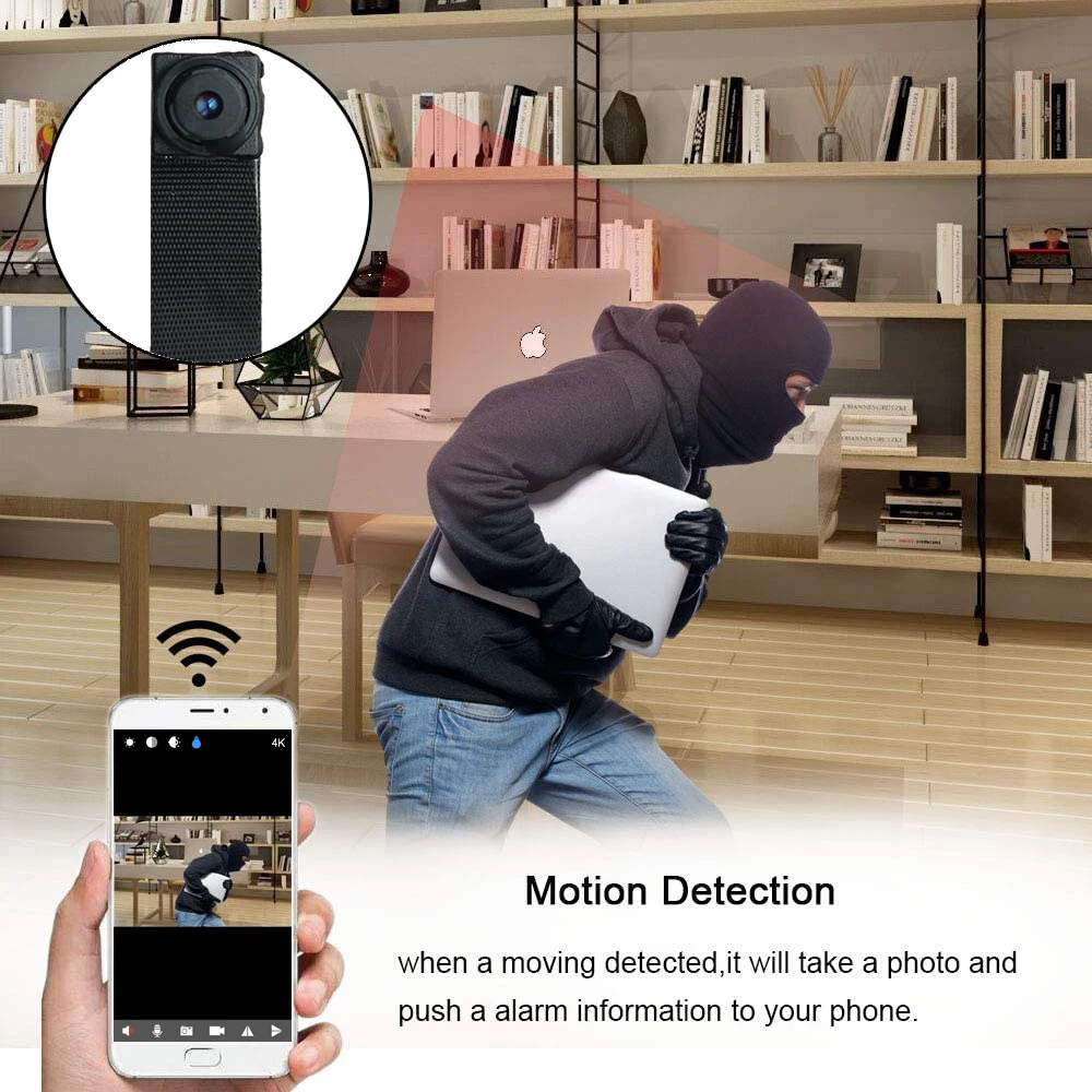 미니 카메라 HD 4K 1080P 와이파이 IP 마이크로 캠코드, 휴대용 무선 모듈 비디오 녹화 지원, 원격보기 P2P 카메라 128GB 카드