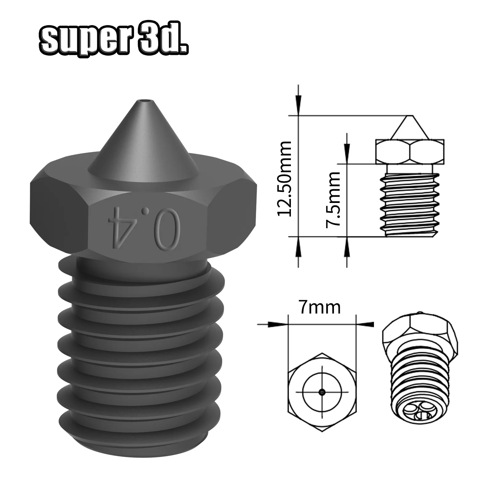 깍지 경화 강철 E3D V6 고유량 클론 CHT 3D 프린터 부품 노즐, Ender 3 핫엔드 타이탄 압출기 Prusa i3 MK3 용