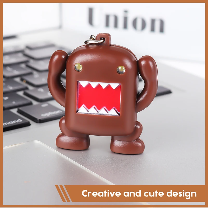 Domo kun 울트라 브라이트 LED 키체인, 귀여운 액션 피규어 장난감, 미니 LED 손전등, 사운드 키체인, 어린이 선물