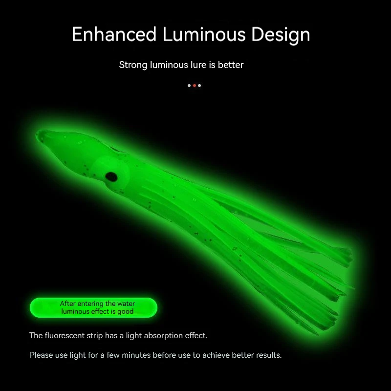 프로 BEROS 부드러운 발광 문어 스커트, 실리콘 참치 트롤링 스커트, 오징어 지깅 바다 낚시 미끼, 3D 글로우 아이 도구, 5 개