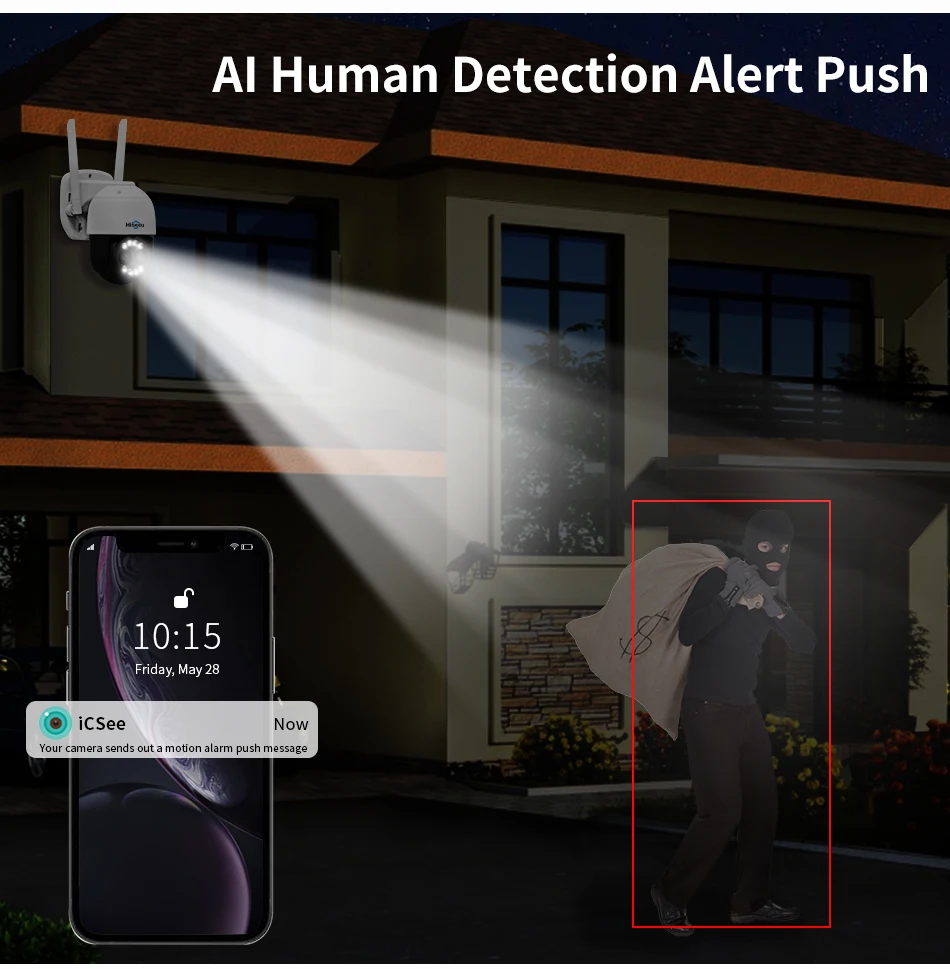 Hiseeu 4K 8MP PTZ Wifi IP 카메라 8X 줌 실외 3.6+12mm 듀얼 렌즈 야시 인체 감지 비디오 감시 카메라