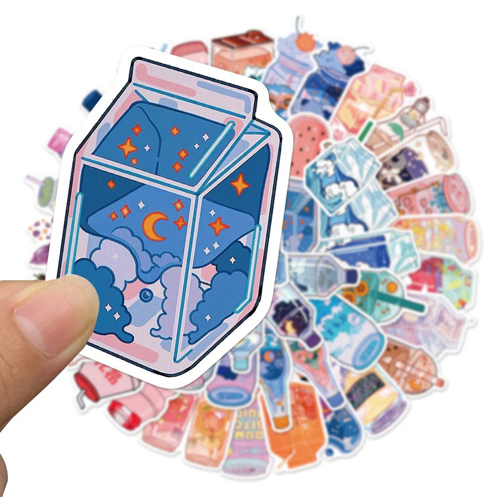 10/30/50PCS 스타일 귀여운 음료 미적 스티커 만화 데칼 일기 스크랩북 노트북 낙서 스티커 어린이
