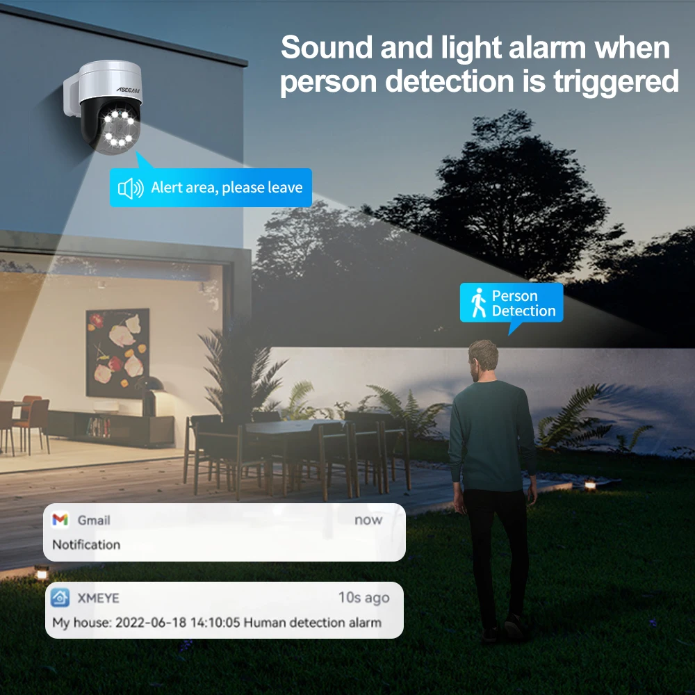 PTZ 보안 카메라 시스템 키트, 얼굴 인간 감지, 오디오 알람 녹화, POE NVR CCTV, 야외 홈 비디오 감시, 8MP, 4K