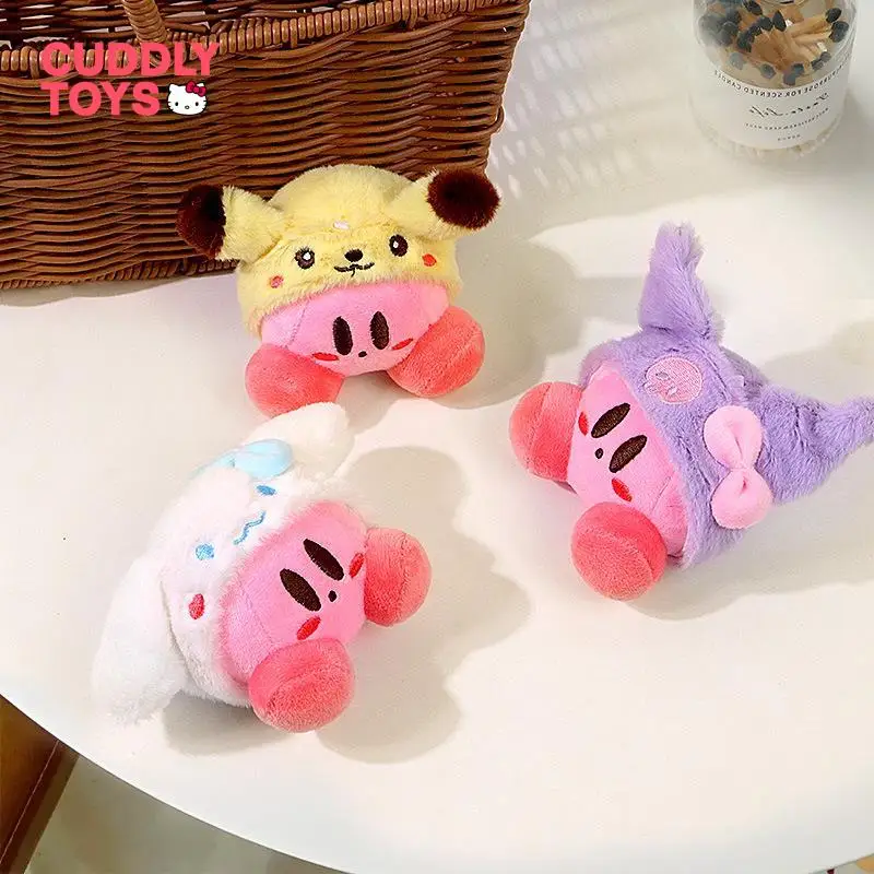 Kirby 키체인 봉제 인형 장난감 펜던트, 만화 부드러운 코튼 가방 장식, 카와이 커비 코스프레, 산리오 펜던트, 어린이 소녀 선물