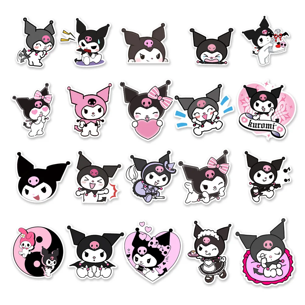 10/30/50PCS Kawaii Kuromi 애니메이션 방수 스티커 스케이트 보드 기타 가방 냉동고 오토바이 낙서 스티커 선물