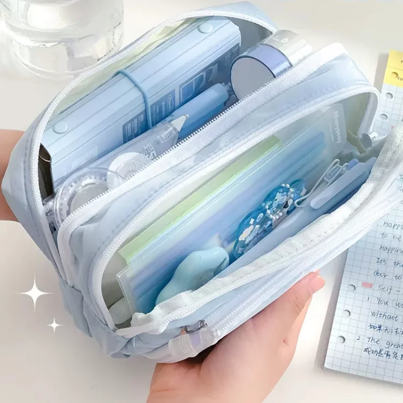 여아용 핑크 대용량 연필 가방, 미적 학교 케이스, 한국 문구 홀더 가방, 펜 케이스, 학생 학용품