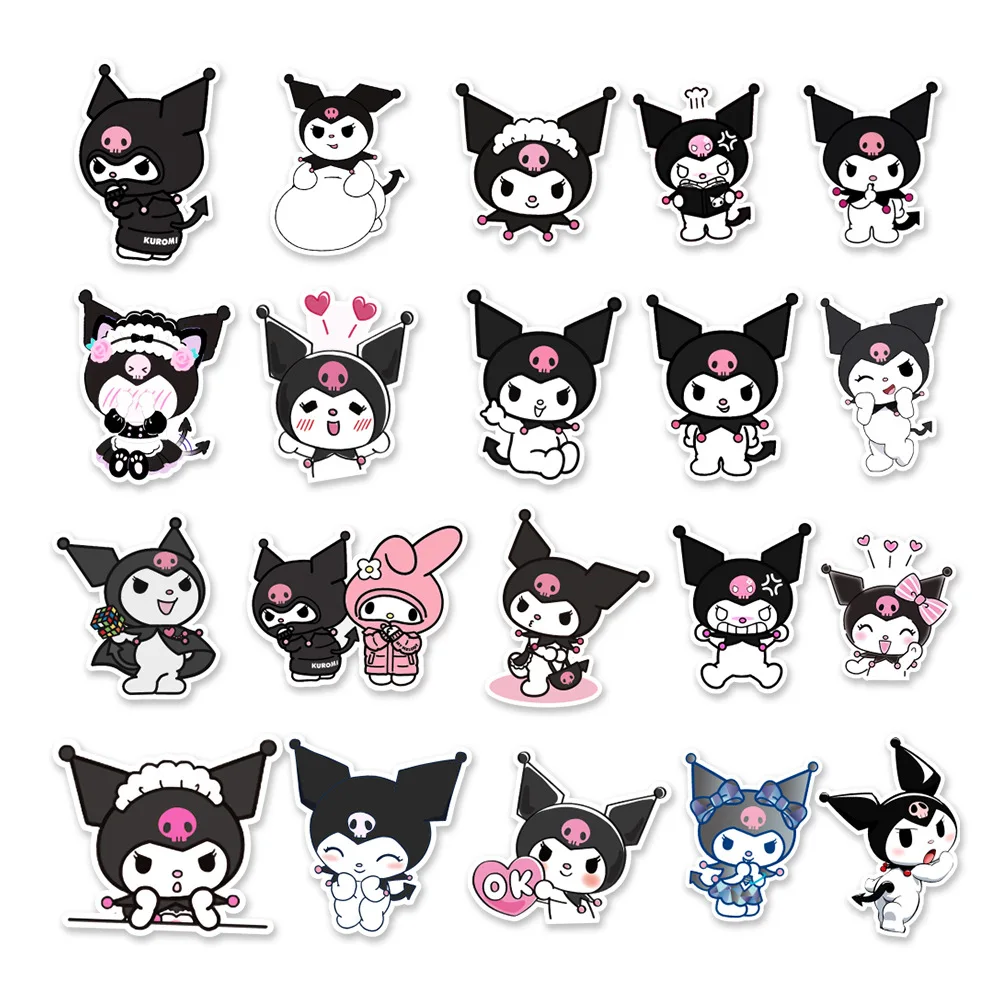 10/30/50PCS Kawaii Kuromi 애니메이션 방수 스티커 스케이트 보드 기타 가방 냉동고 오토바이 낙서 스티커 선물