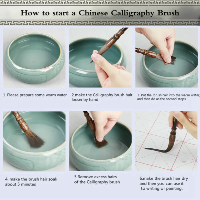 족제비 헤어 브러쉬 세트 늑대 머리 중국 서예 브러쉬 펜 일반 스크립트 쓰기 브러쉬, 중국어 회화 브러쉬 틴타 중국