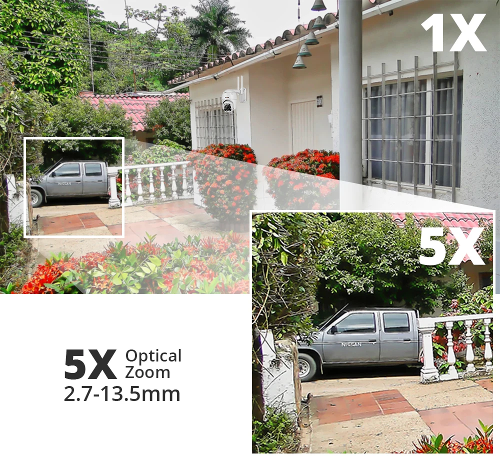 와이파이 PTZ IP 카메라, 5mp, 5x 광학 줌, 와이파이 보안 야외 CCTV 감시 스피드 돔 비디오 카메라, 컬러 나이트 캠