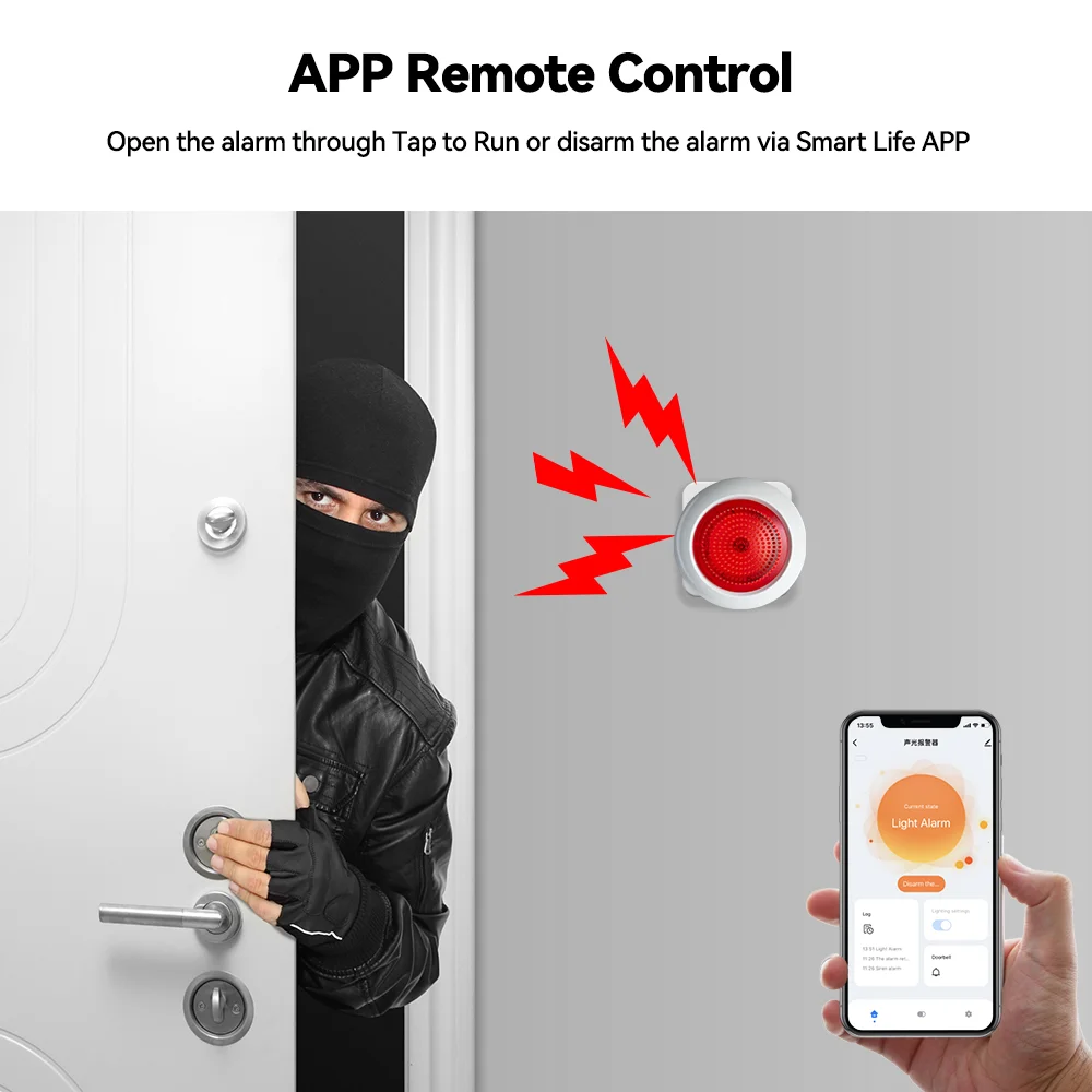 IAlarm 투야 지그비 3.0 사이렌 알람, 스마트 홈 보안 알람, 사운드 플래시 플러그 재생, 무선 사이렌 경적 연결 경보 시스템