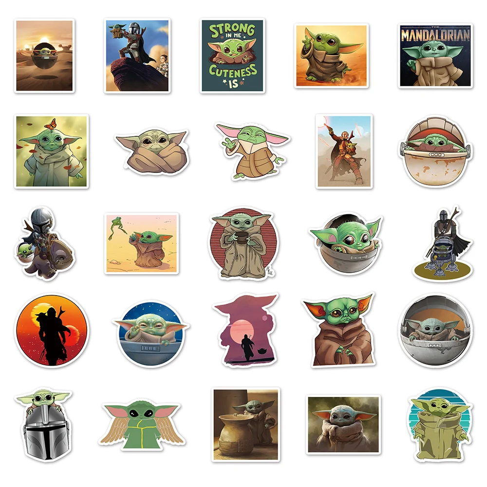 10/30/50pcs 디즈니 스타 워즈 귀여운 만화 아기 요다 스티커 데칼 DIY 노트북 스크랩북 전화 수하물 방수 스티커 아이 장난감