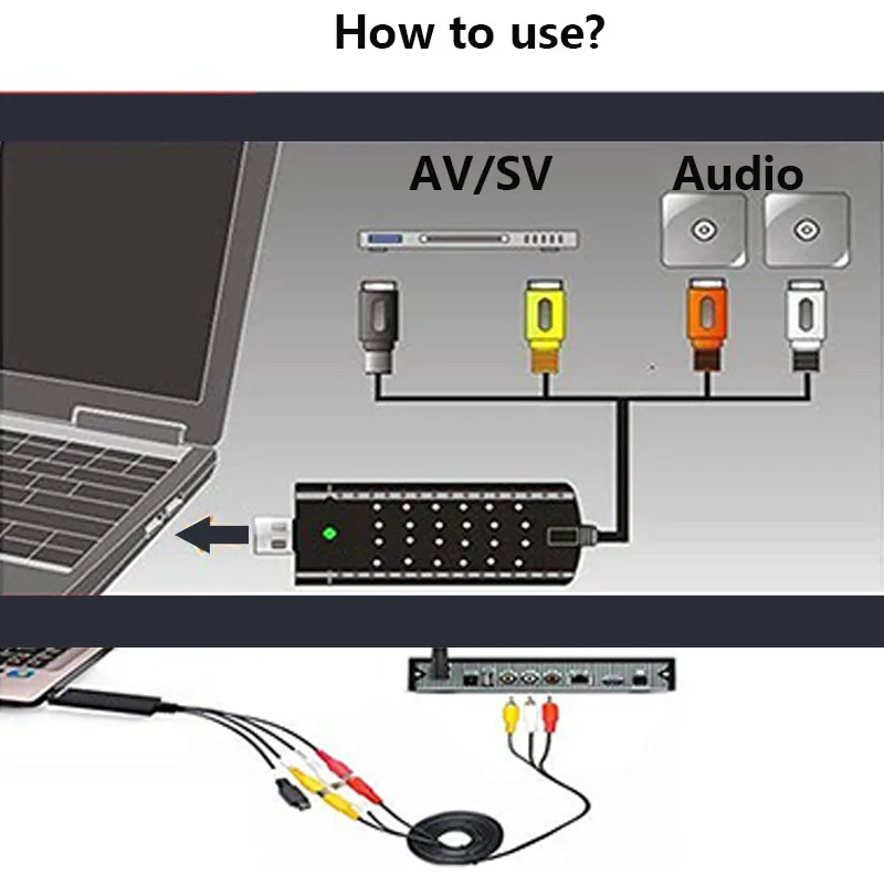 쉬운 CAP USB 비디오 캡처 카드 어댑터, TV, DVD, VHS 캡처 비디오 카드, 오디오 AV, 컴퓨터, CCTV 카메라용, USB 2.0