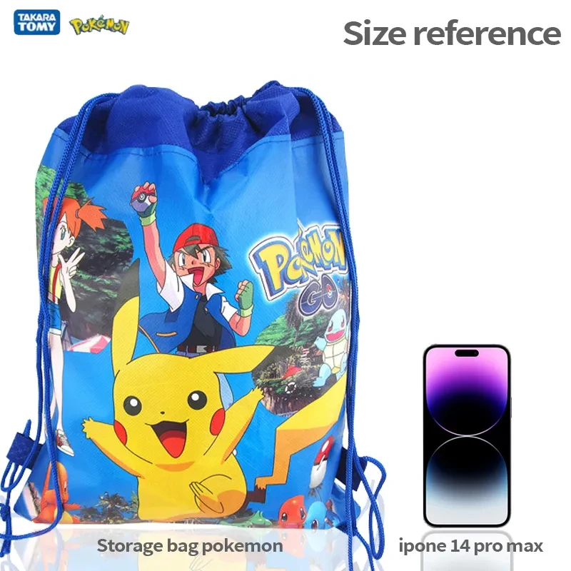 귀여운 포켓몬 만화 피카츄 가방, 어린이 장난감 드로스트링 백, 유치원 소년 어깨 배낭, 생일 장난감 선물