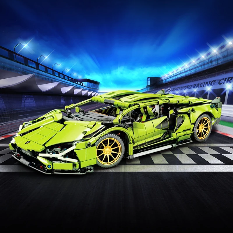 창의적인 기술 버가티 스포츠 레이싱 카 빌딩 블록, 람보르기니 MOC 모델, 브릭 조립 차량, 어린이용 장난감 선물