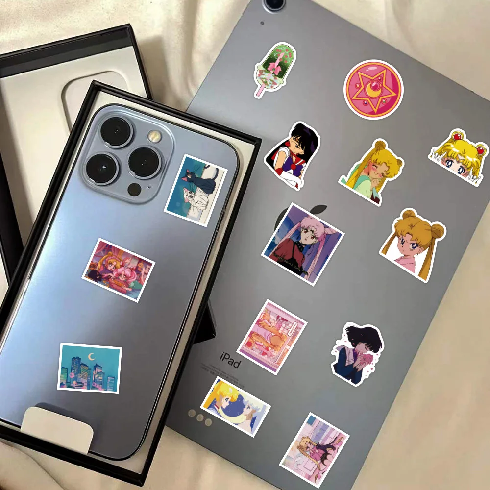 세일러 문 애니메이션 스티커 카와이 소녀 DIY 전화 물병 노트북 방수 만화 스티커, 키즈 데칼 완구, 10/30/60 개