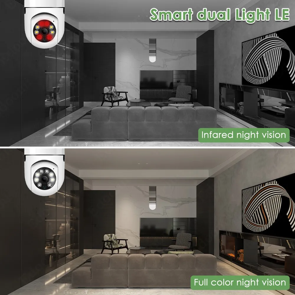 투야 5G 와이파이 E27 전구 감시 카메라, IPTV 야간 투시경, 자동 인간 추적, 스마트 홈 보안 보호 CCTV, 2MP