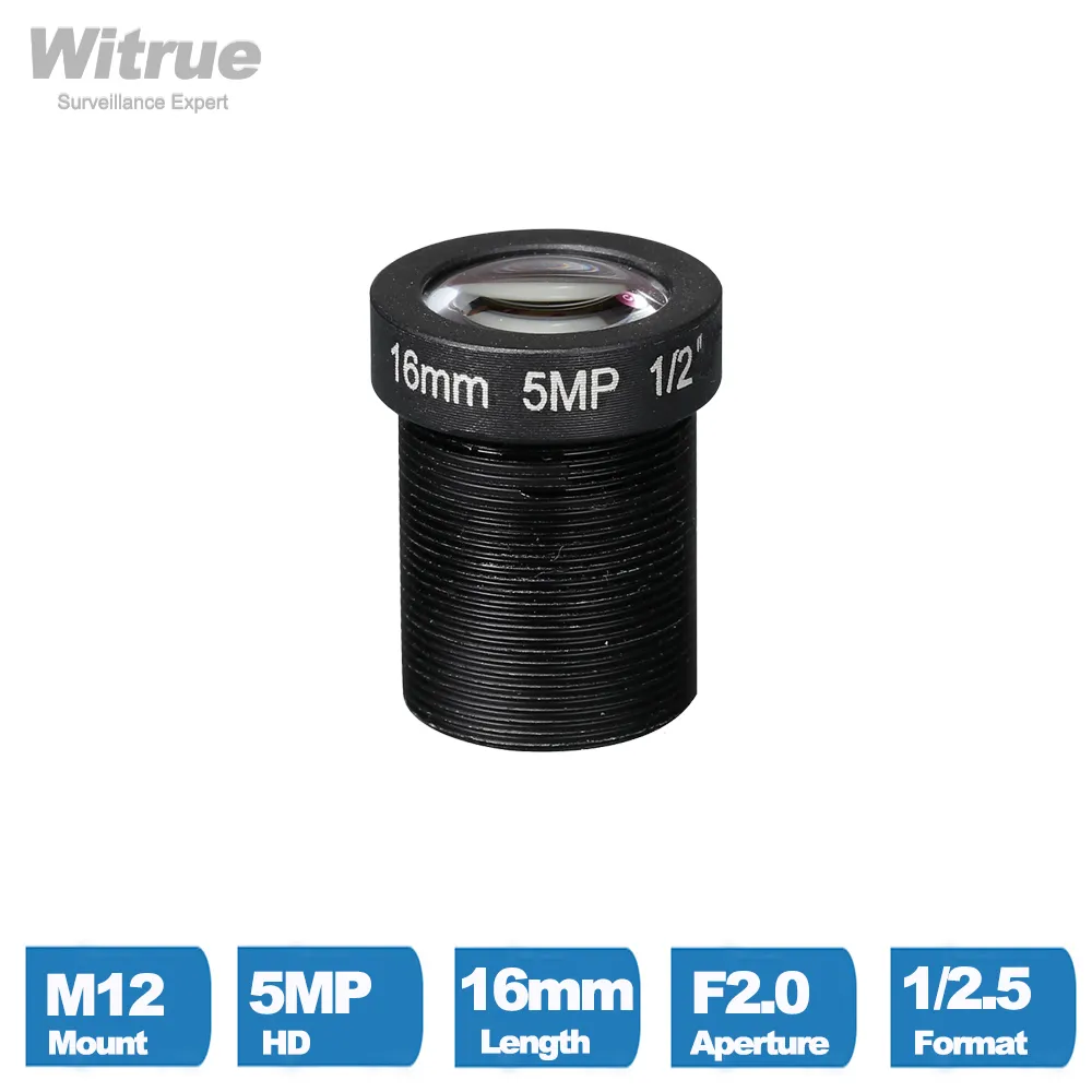 Witrue CCTV 카메라 렌즈, 보안 IP 카메라 옵션, 5 메가 픽셀 M12 X P0.5 마운트, 1/2.5 인치 F2.0 12mm 16mm 25mm