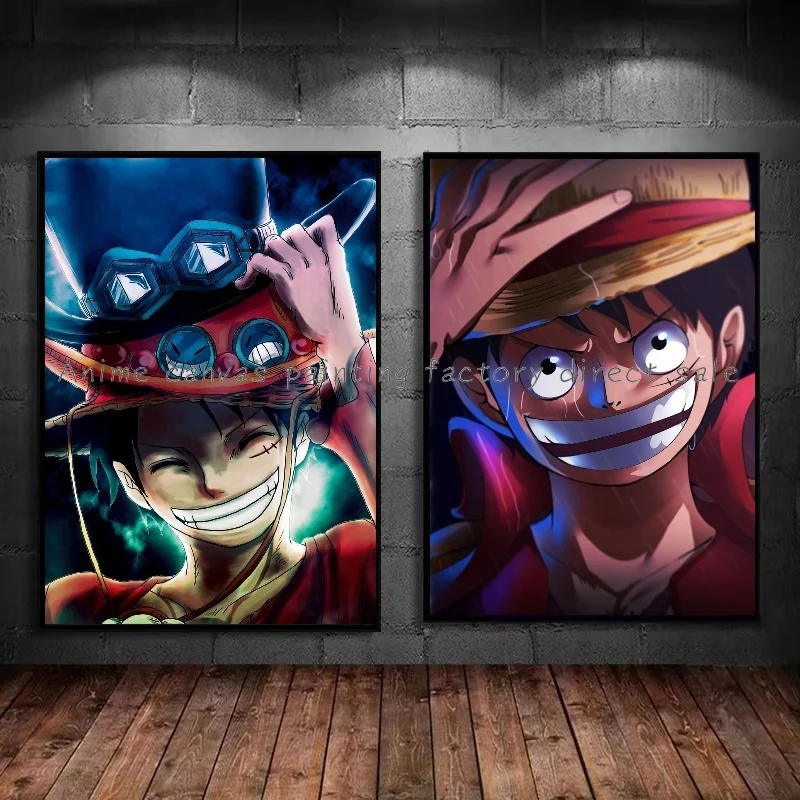 일본 반다이 레트로 애니메이션 주변, 원피스 루피 아트 캔버스 페인팅 포스터 인쇄 벽화, 집 벽 미적 방 장식