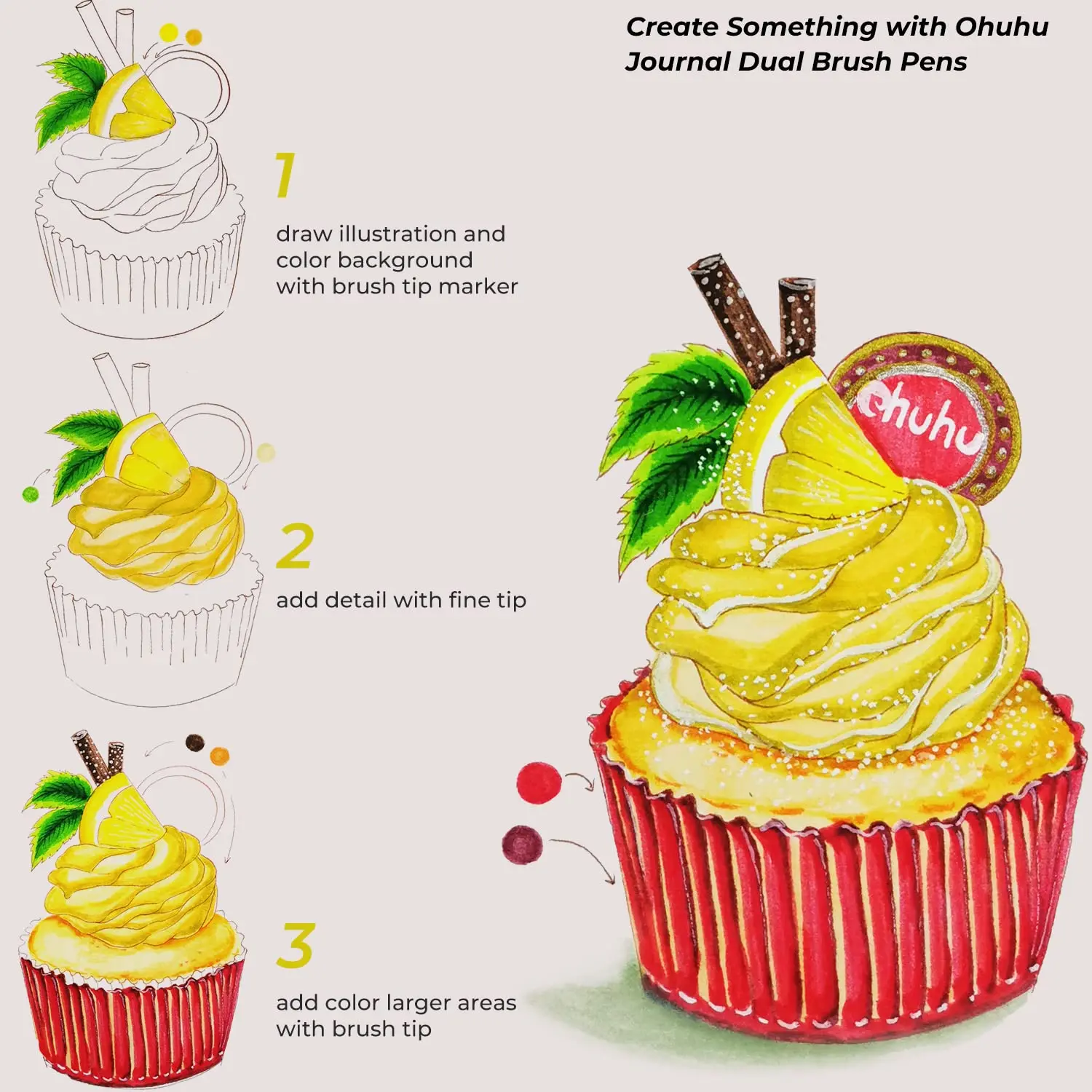 Ohuhu 아트 마커 듀얼 팁 라인 마커 세트, 수채화 펜, 컬러링 수채화 브러시, 파인라이너 페인팅 드로잉, 학교 용품