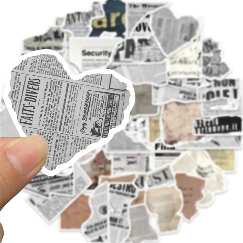 빈티지 신문 PVC 스티커, 미적 어린이 한국 문구, 학교 용품, DIY 장식 스크랩북, 10 개, 30 개, 52 개