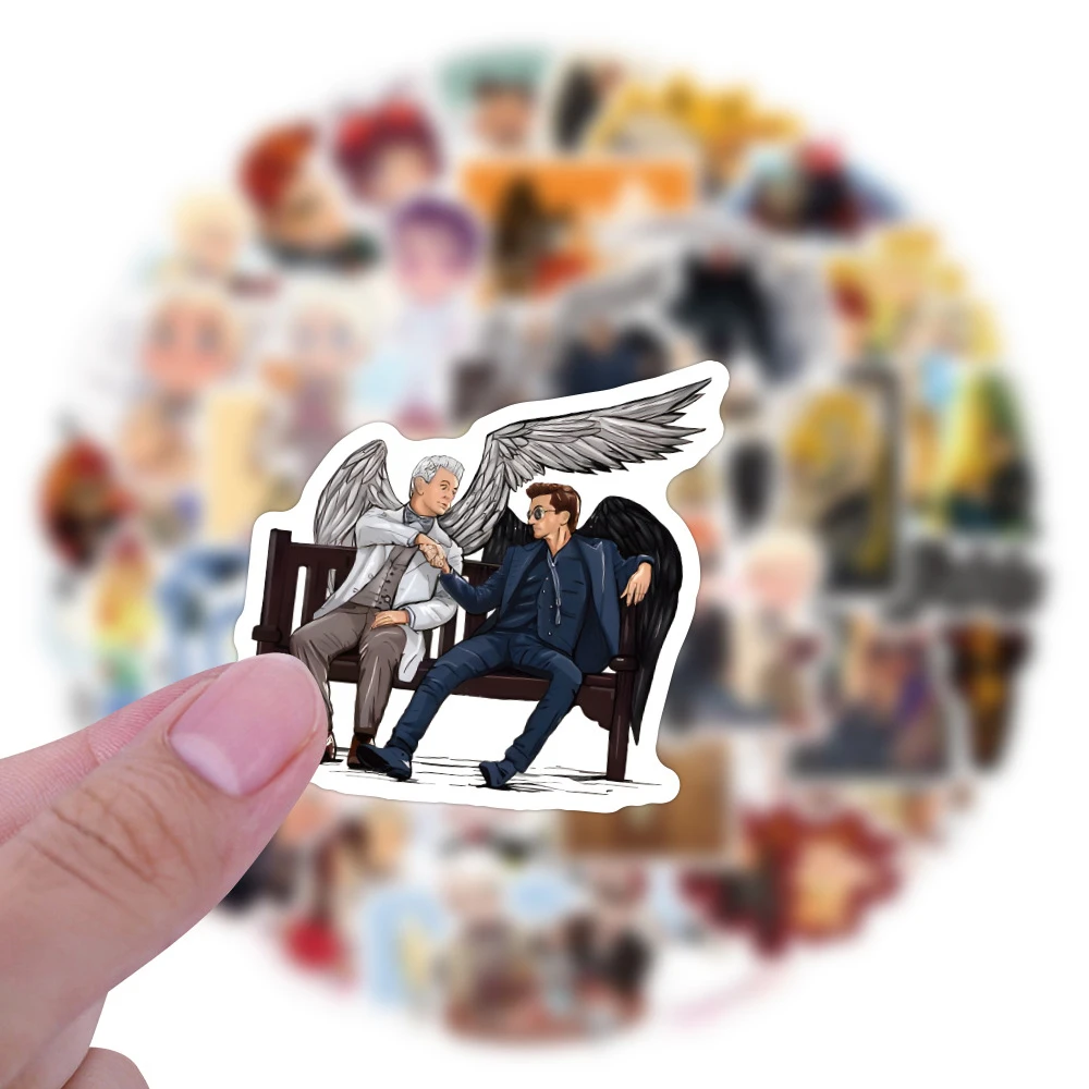 TV 쇼 좋은 징조 스티커, 천사와 악마 만화 데칼, DIY 수하물 노트북 오토바이 자전거 비닐 스티커 장난감, 10 개, 30 개, 60 개