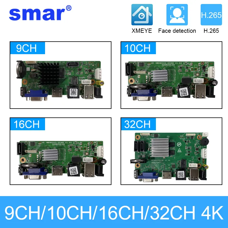 Smar CCTV 9CH 10CH 16CH 32CH 4K NVR 마더 보드, 5MP 8MP IP 카메라 지원 XMEYE ONVIF H.265 + 네트워크 디지털 비디오 레코더 title=Smar CCTV 9CH 10CH 16CH 32CH 4K NVR 마더 보드, 5MP 8MP IP 카메라 지원 XMEYE ONVIF H.265 + 네트워크 디지털 비디오 레코더 