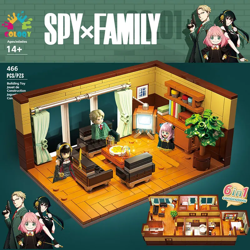 인기 애니메이션 아르니아 스파이 x 가족 거실 빌딩 블록, 미니 액션 피규어 하우스 브릭 장난감, 어린이 크리스마스 선물