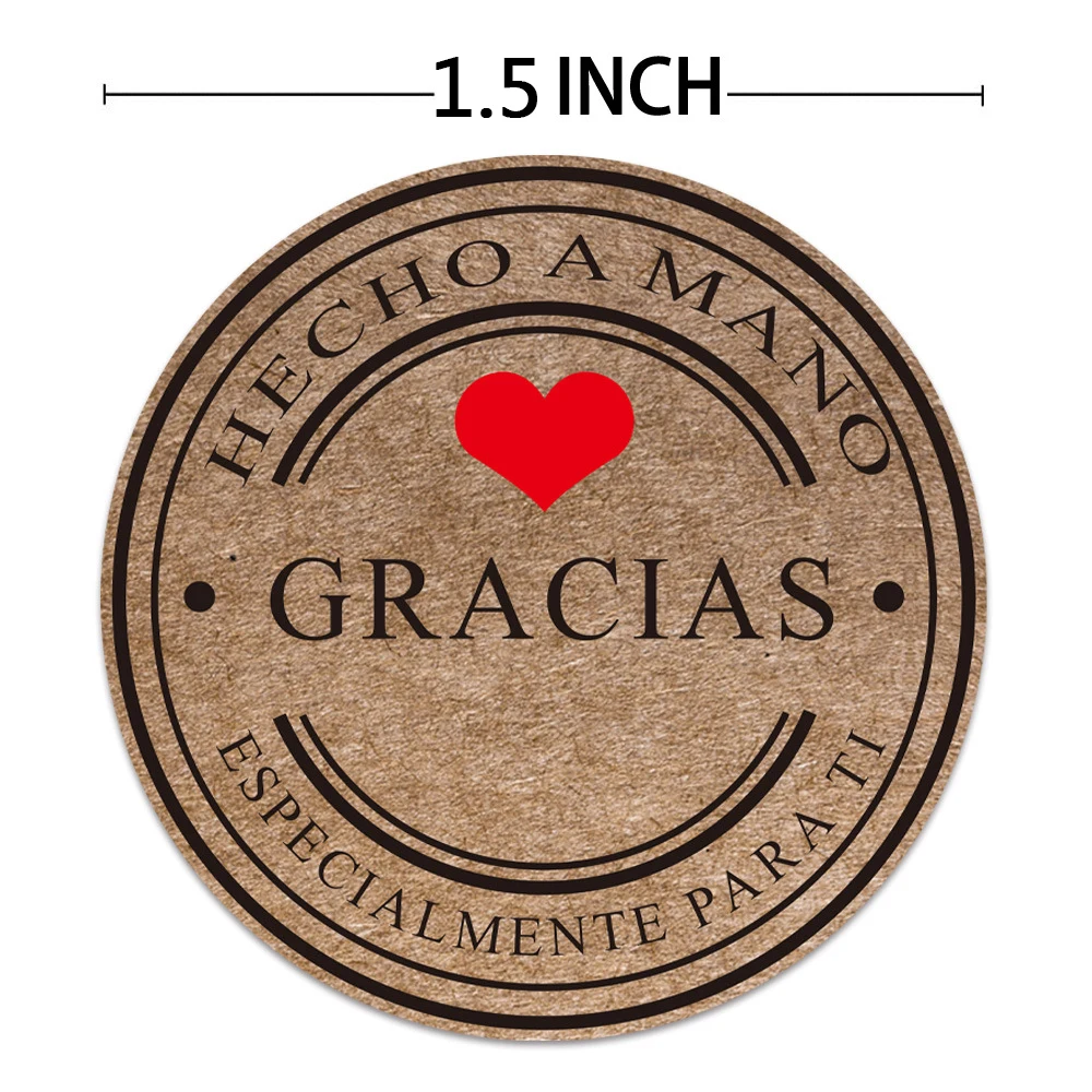 100-500 Pcs 롤 스페인어 Gracias 크래프트 인감 스티커 프랑스어 감사합니다 Fait 메인 Avec Amour DIY 종이 라벨 접착 선물 인감