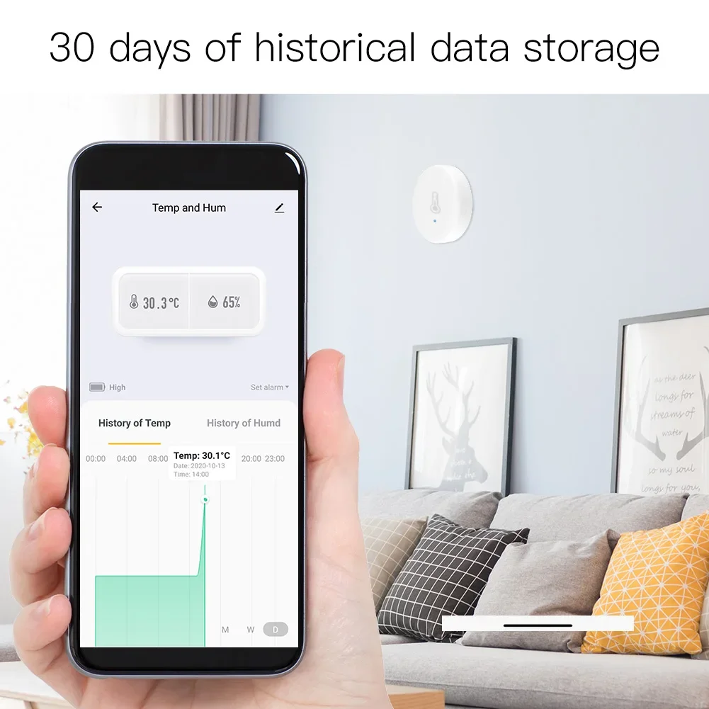 MOES ZigBee 스마트 온도 및 습도 센서, 배터리 구동 보안 미니 온도계 습도계, 투야 스마트 라이프 앱 포함