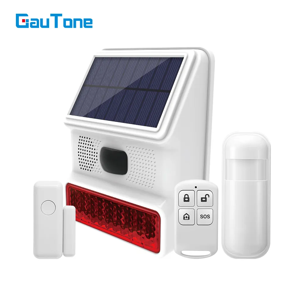 GauTone 무선 야외 태양광 사이렌 전원 스트로브 사운드 플래시, 433MHz 와이파이 GSM 경보 시스템용 방수 경보 사이렌 title=GauTone 무선 야외 태양광 사이렌 전원 스트로브 사운드 플래시, 433MHz 와이파이 GSM 경보 시스템용 방수 경보 사이렌 