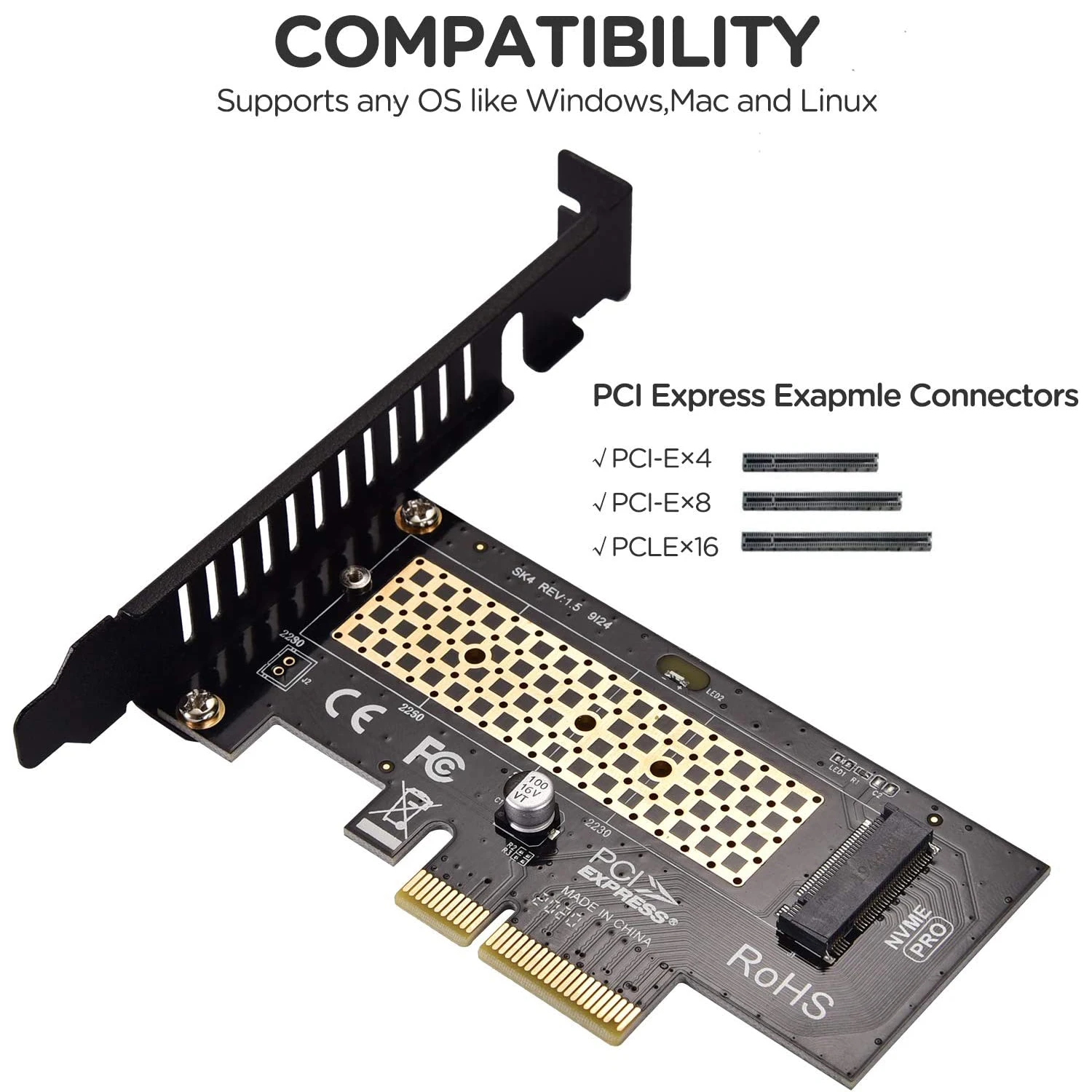 ZoeRax NVME Pro 어댑터 M.2 NVME Pro SSD-PCIe 4.0 어댑터 카드, Pcie 비디오 카드, PC 사운드 카드 pci express m2 어댑터