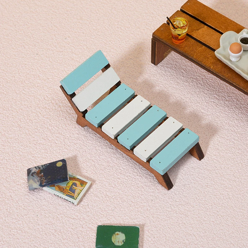 인형 집 미니어처 비치 라운지 데크 의자 모델 장난감 장식, 인형 집 미니 가구 액세서리, 1 개, 2 개, 1/12